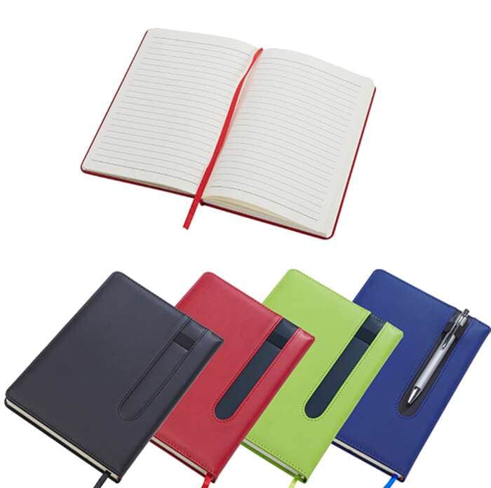 מחברת עסקים A5 עם מקום לעט בחזית