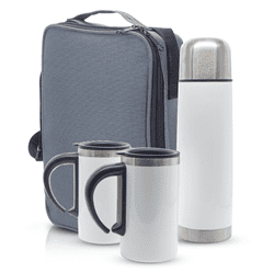 סט טרמוס 0.5 ליטר ושני ספלים- צבע לבן