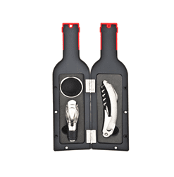 מארז אביזרי יין במעמד בצורת בקבוק- מרלו